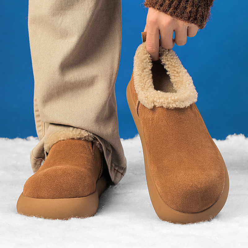 2026 Winter New Style Small Potato-Shaped Plush Warm Cotton Shoes Outdoor Height-Increasing Snow Boots Simple Style Furry Shoes