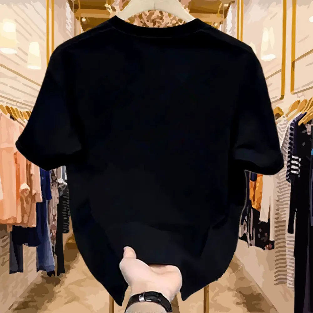 Men Business pure cotton Good Goods 2025 New arrival Spring and Summer Round Neck T-Shirt Print Fashion Loose T-Shirt Tops
