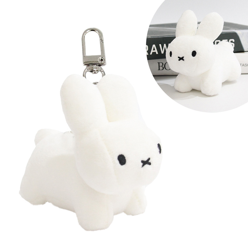 Cartoon Cute White Rabbit Plush Doll Keychain Pendant Lying down Toy Decoration White Rabbit Doll Small Ornament