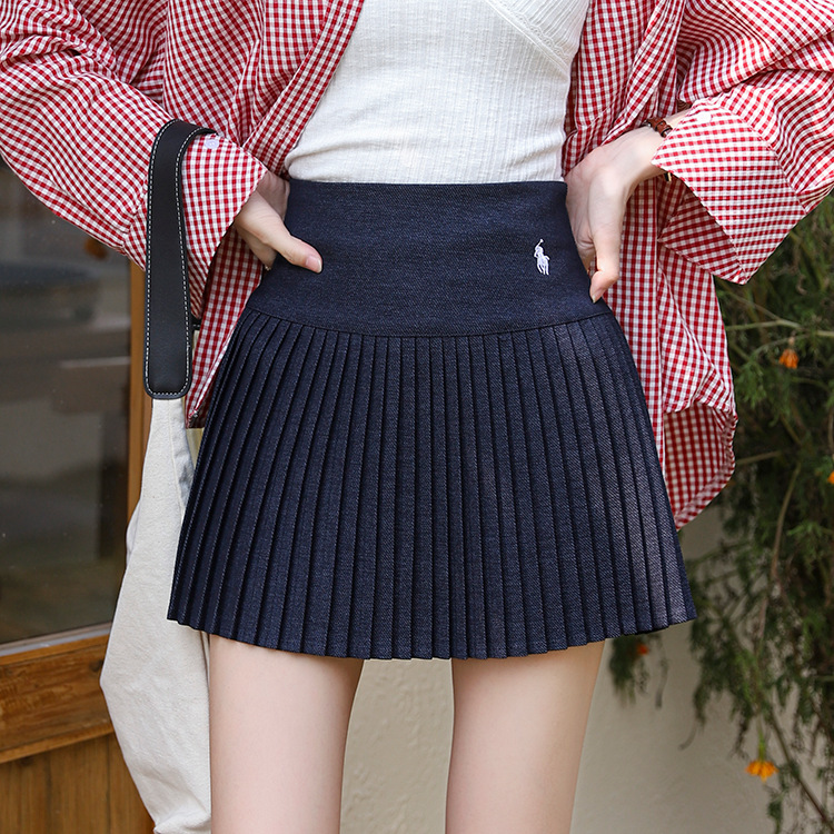 Kite Su Embroidered Academic Style JK Half-length Skirt Women's Spring and Summer New Arrival Anti-glare Slimming Pleated Skirt for Small Men
