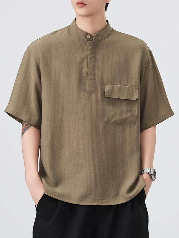 Mingge | Japanese Retro Trendy Brand Cotton and Linen Short-Sleeved Shirt for Men 2025 Summer Thin Loose Casual Half-Sleeved Shirt