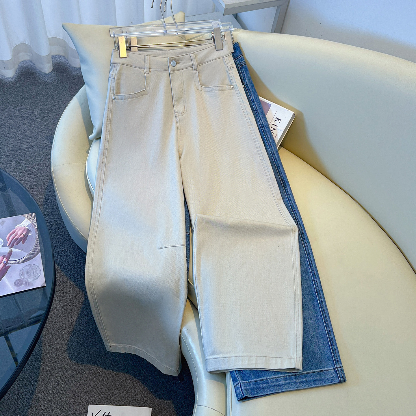 Casual and Relaxed High-Waisted Tencel Cropped Jeans for Women, 2026 Summer New Style, Loose and Slimming Denim Wide-Leg Pants
