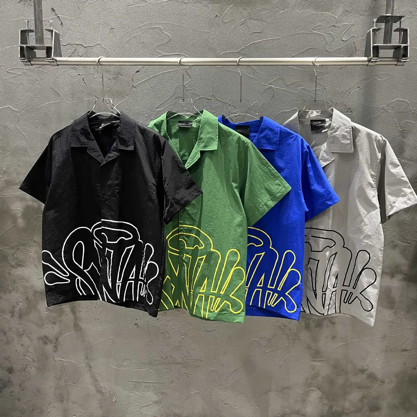 Synaworld American Drip Hip-Hop Letter Print Men's and Women's Shirts Short-Sleeved High Street Loose Shorts Suit Trendy
