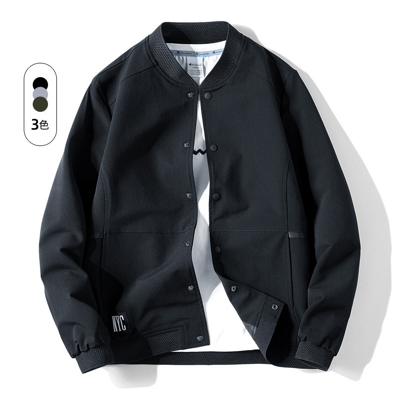 2026 Spring and Autumn Men's Short Jacket with Baseball Collar, Men's Stand Collar Top, Spring and Autumn Middle-Aged Dad's Coat