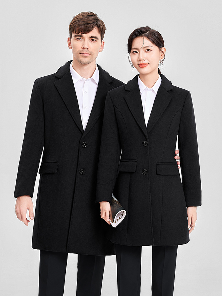 Professional navy blue Coat Woolen Coat Women's Winter Thickened 52% Wool Work Clothes for Men and Women Windbreaker Winter