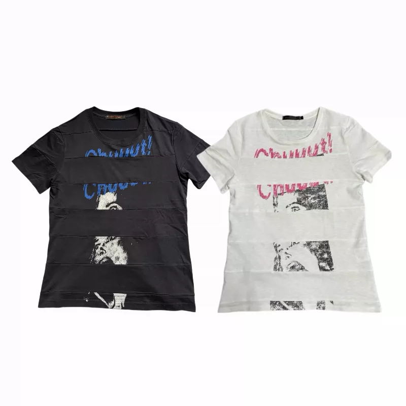 Undercover 06Ss T-Shirt Black and White Layered Print Patchwork Short Sleeve