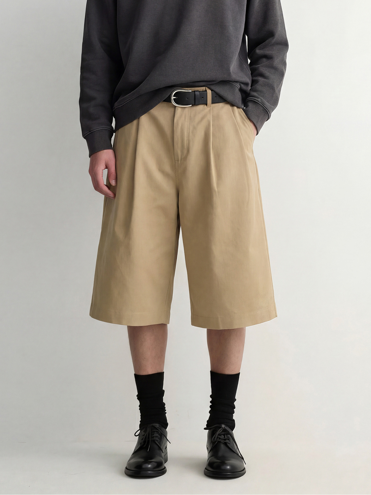Trs Minimalist Series | 26Ss Solid Color Commuter Draped Comfortable Casual Mid-Length Pants Versatile Wide-Leg Loose Cropped Pants