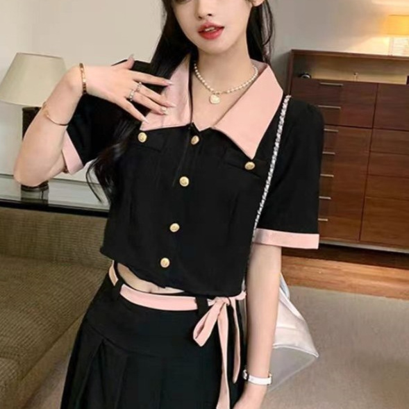 Plus Size Black Long Skirt Pear-Shaped Body Suit Summer Fat Girl High Waist Slim Skirt Women's Two-Piece Set