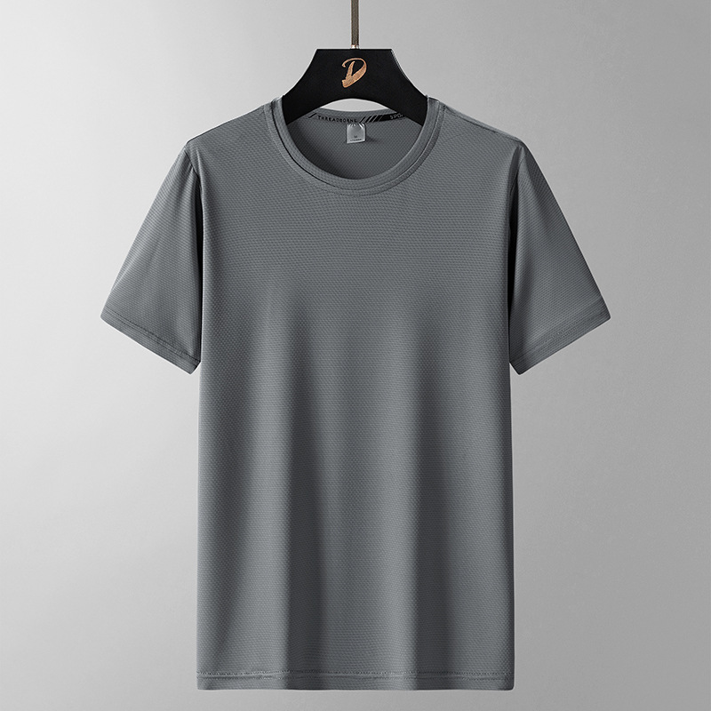 Summer ice silk quick-drying short-sleeved T-shirt men's loose fat plus size men's sports top half sleeve ice feeling T