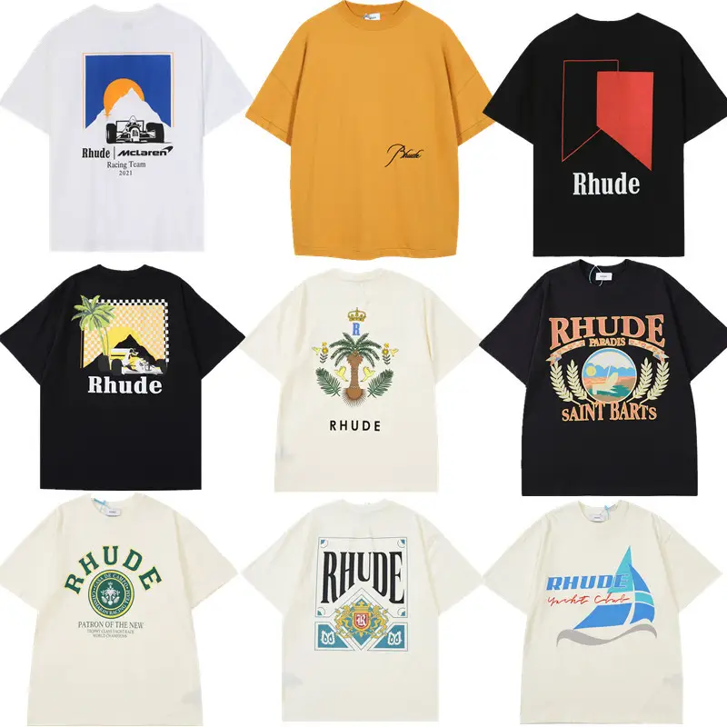 Trendy Brand Short-sleeved Collection RH Letter Printed Men's and Women's High Street T-shirt Casual Loose Cross-border Couple Half-sleeved Couples