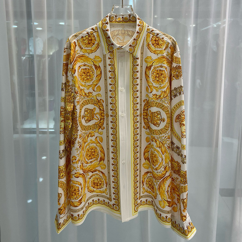 2024 spring new European and American cross-border foreign trade fashion Youth popular digital printing men's long-sleeved shirt shirt