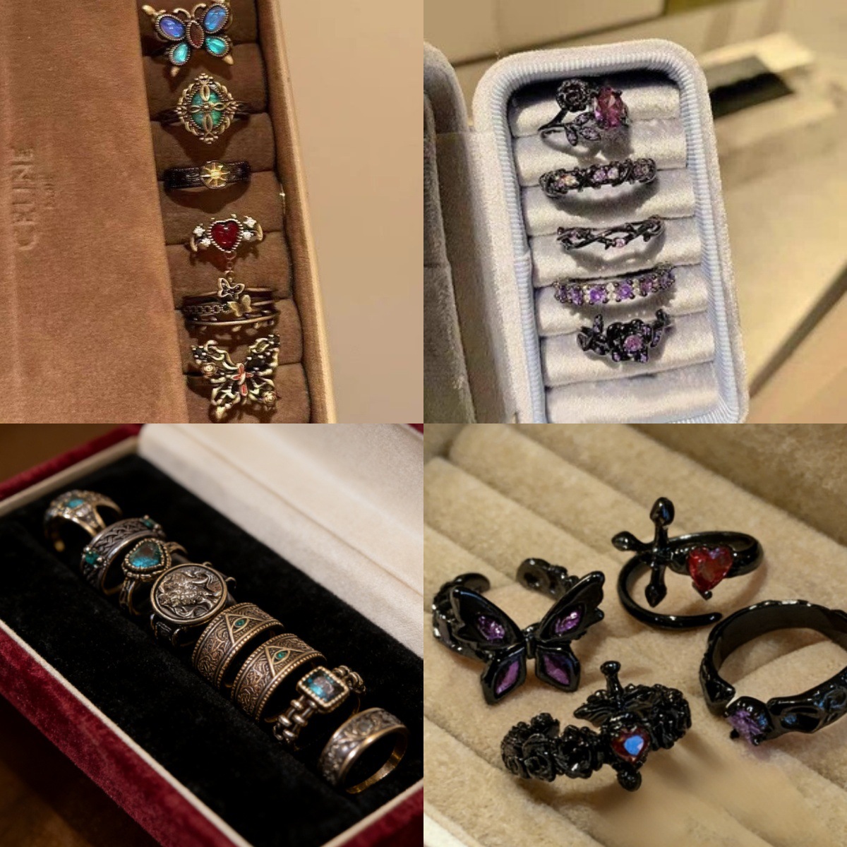 Vintage Distressed Rings, Antique Heavy-Duty Rings Wholesale, Unique Niche High-End Butterfly Open Rings, Unisex Style