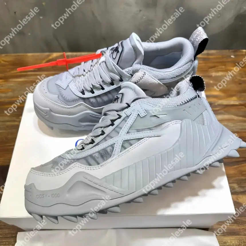 Spot 2025OW spring and summer runway models sneakers big arrow mesh fabric double spelling cowhide couple models casual shoes