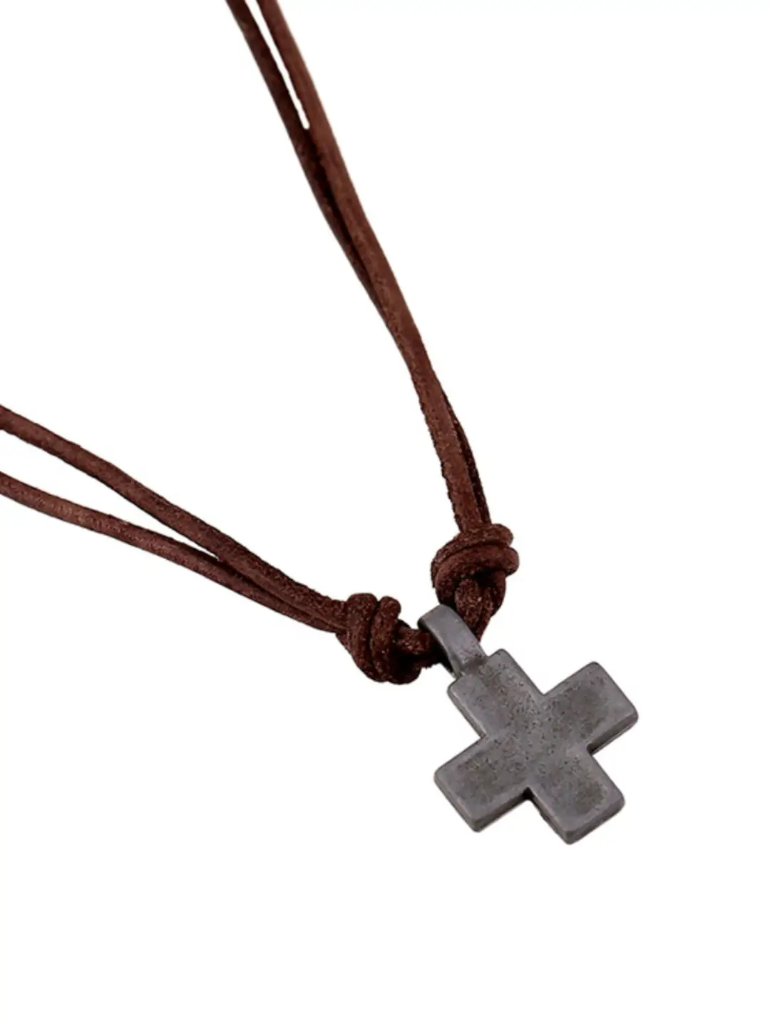 Soulcollision Simple Retro Braided Leather Necklace European and American Style Personalized Cross Jewelry