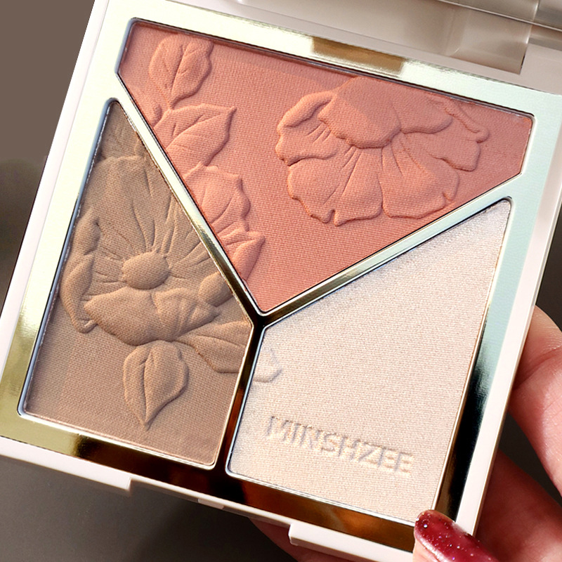 Ming Xizhi Three-Color Contouring Highlight Palette Shadow Nose Shadow Silhouette Beginners Brightening Stereo Highlight All-In-One Palette for Students