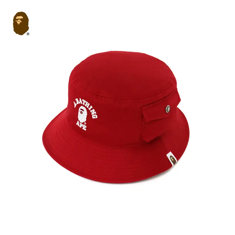 BAPE Accessories Ape Letters Embroider Patch Pocket Bucket Hat 180015H