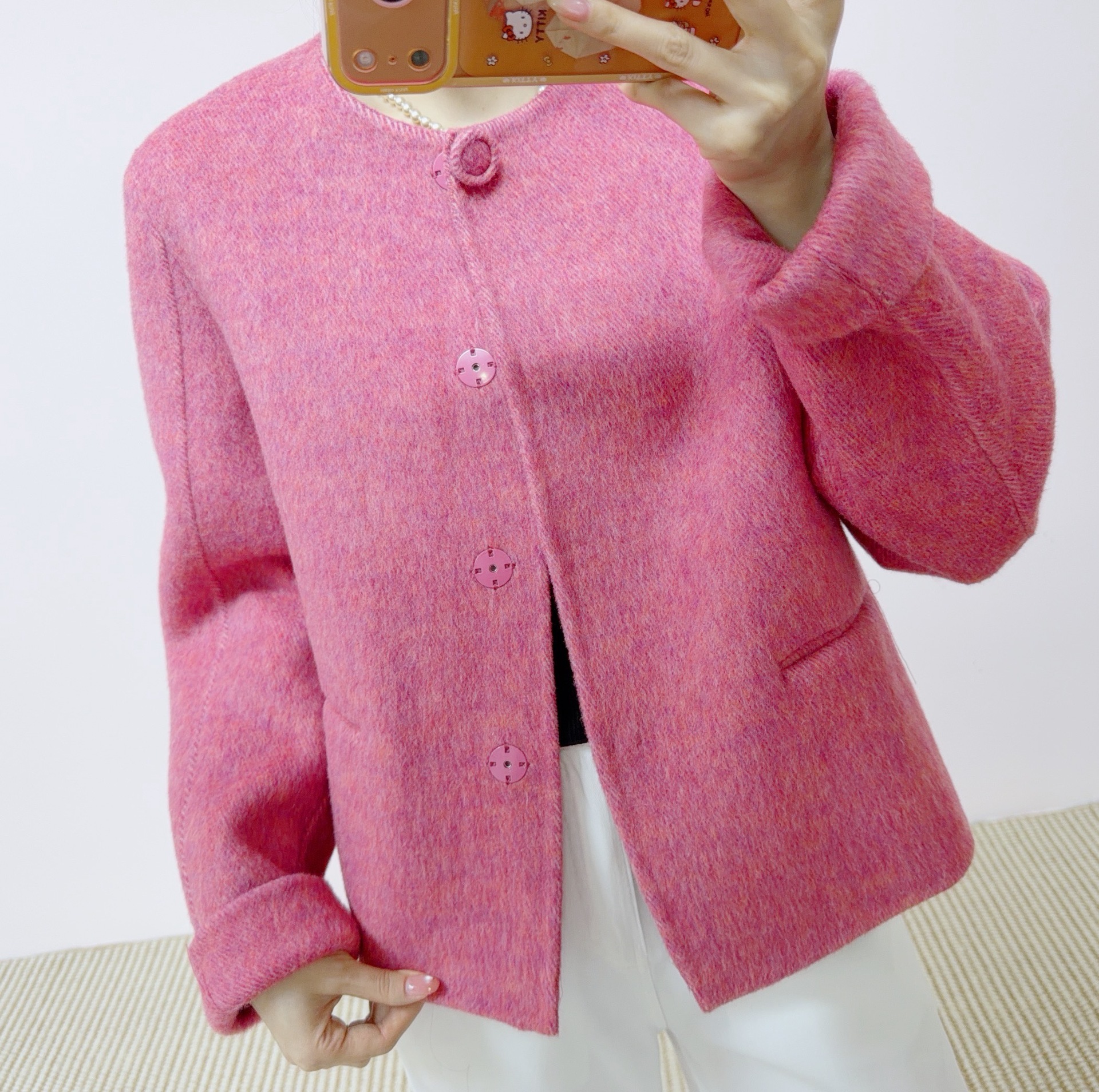 2026 Spring New Fashion Stylish Short Versatile Solid Color Double-Sided Wool Coat Jacket Top 920