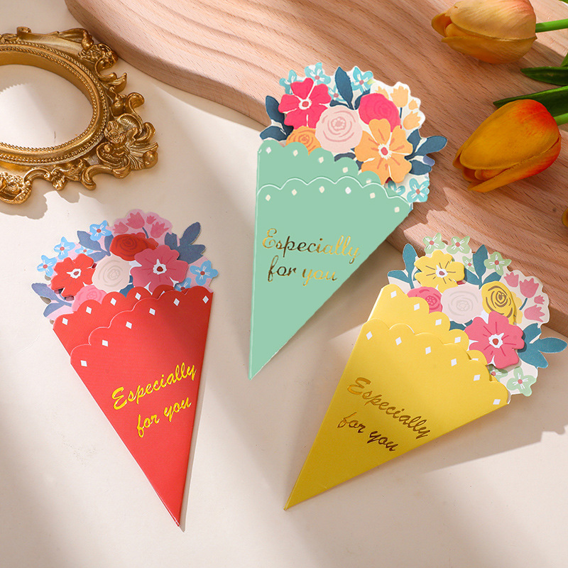 Father's day greeting card bouquet blessing card three-dimensional creative flower shape birthday teacher's day gift card