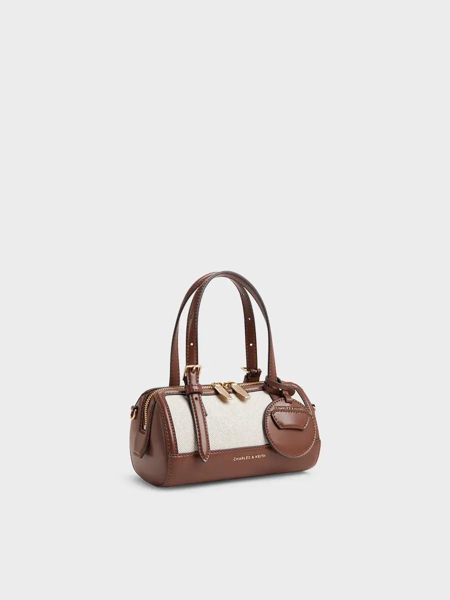 Charles&Keith25 Spring New arrival Ck2- 30671730 Color Block Pendant Satchel Crossbody Bag Boston Bag