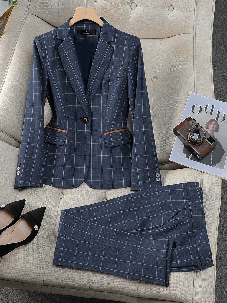Plaid Suit suit Women's Spring and Autumn Professional Wear Temperament Goddess Fan High-end Suit Jacket Women's Two-piece Set