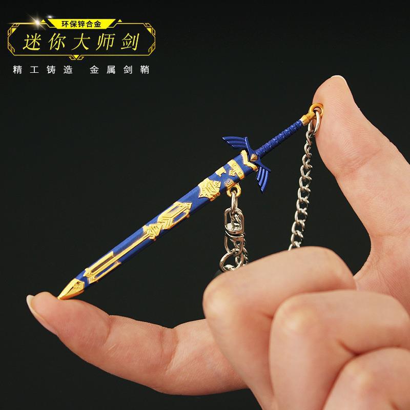 The Legend of Zelda Around Kingdom Tears Mini Link Master Sword with Sheath Metal Weapon Toy Keychain