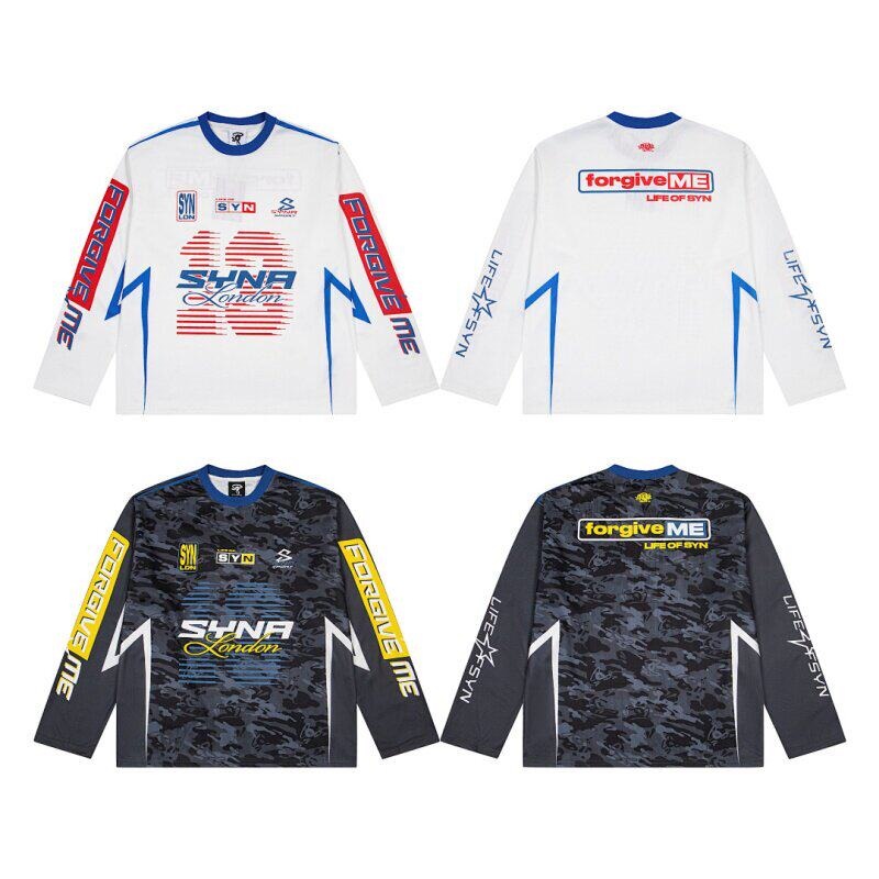 Syna World American Street Style Letter Print Patchwork Jersey Unisex Sports Casual Quick-Dry Long-Sleeve T-Shirt Trendy QC photo from 1688 on Qualit.ly