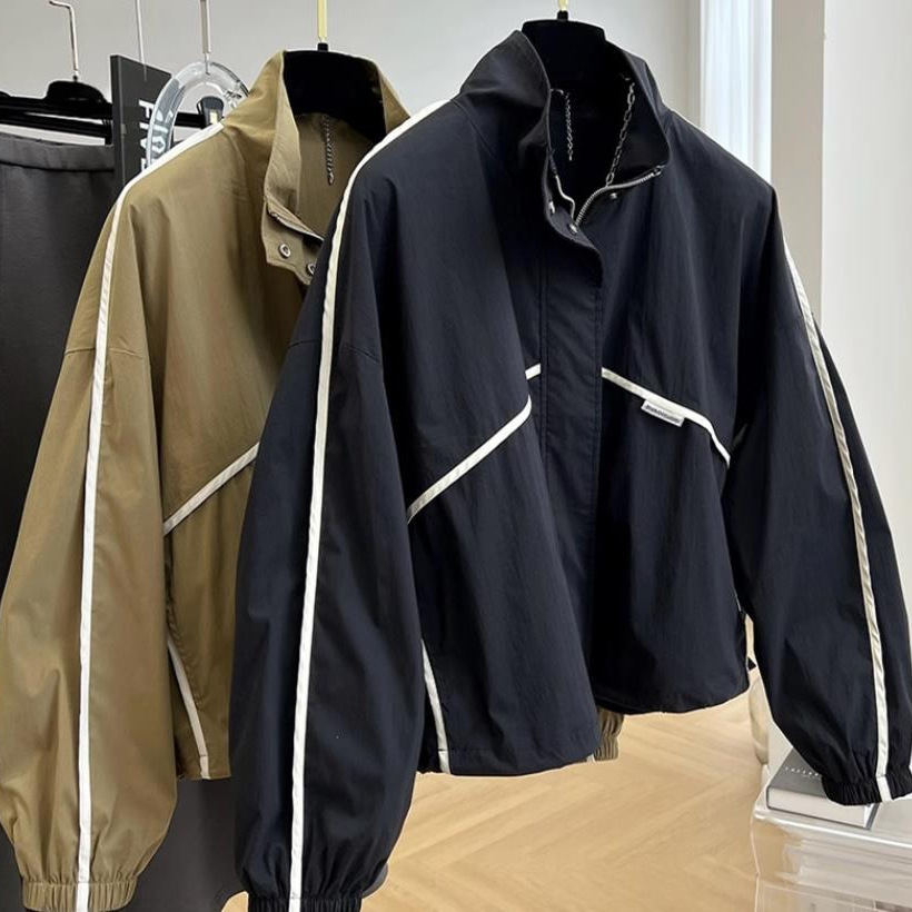 Casual Windproof Jacket, Spring and Autumn Stand-Up Collar Windbreaker, Versatile Custom Windbreaker