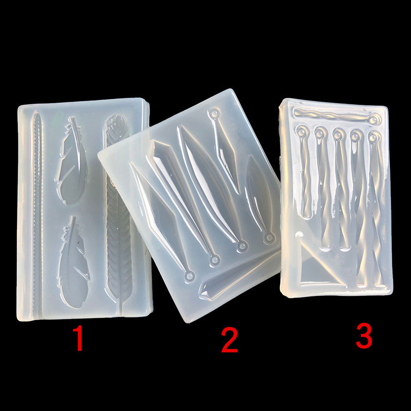 Mirror drop glue UV glue clay earring earring pendant with hole hollow spiral feather key chain pendant decorative mold