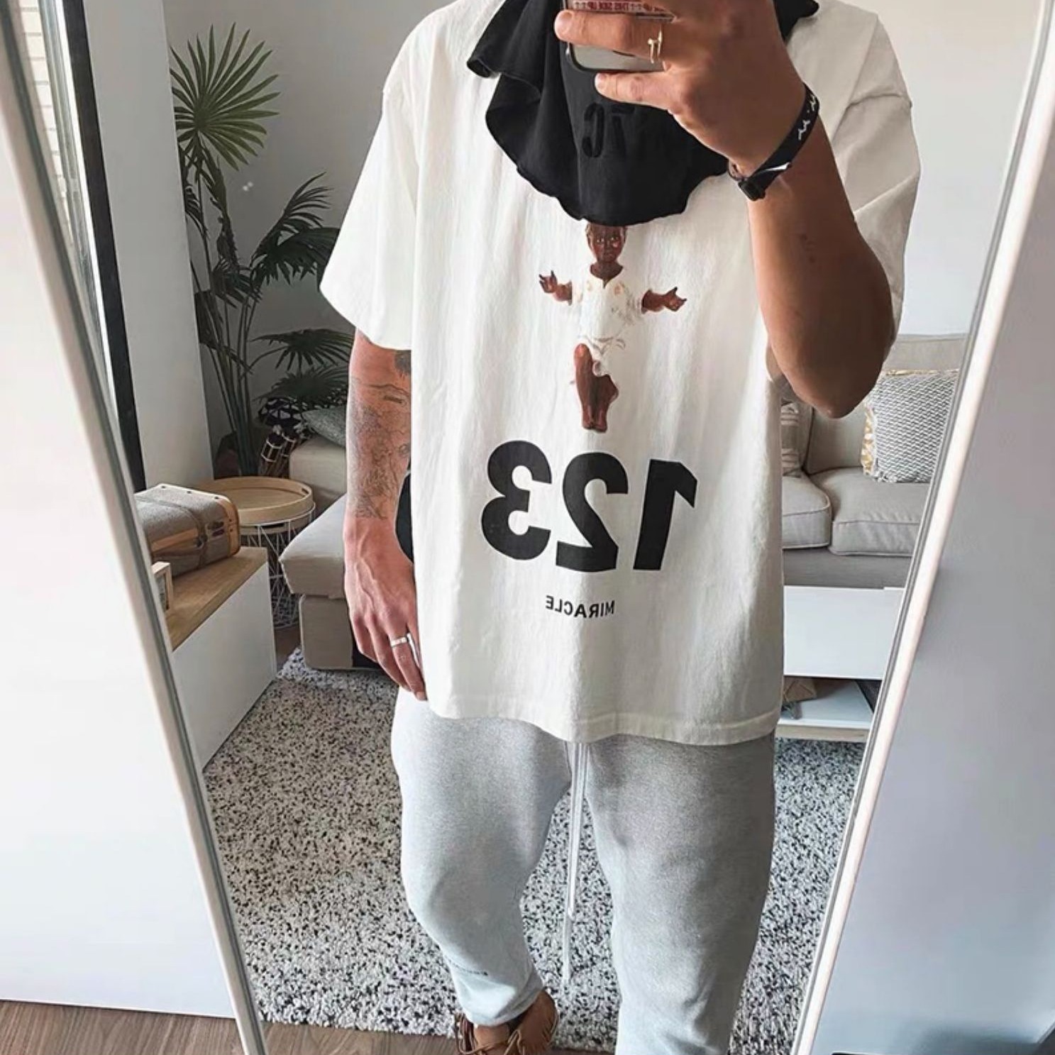 Rrr123 American Trendy High Street Jerry Same Style Little Angel Print Men's and Women's Summer Loose Round Neck Short-Sleeved T-Shirt