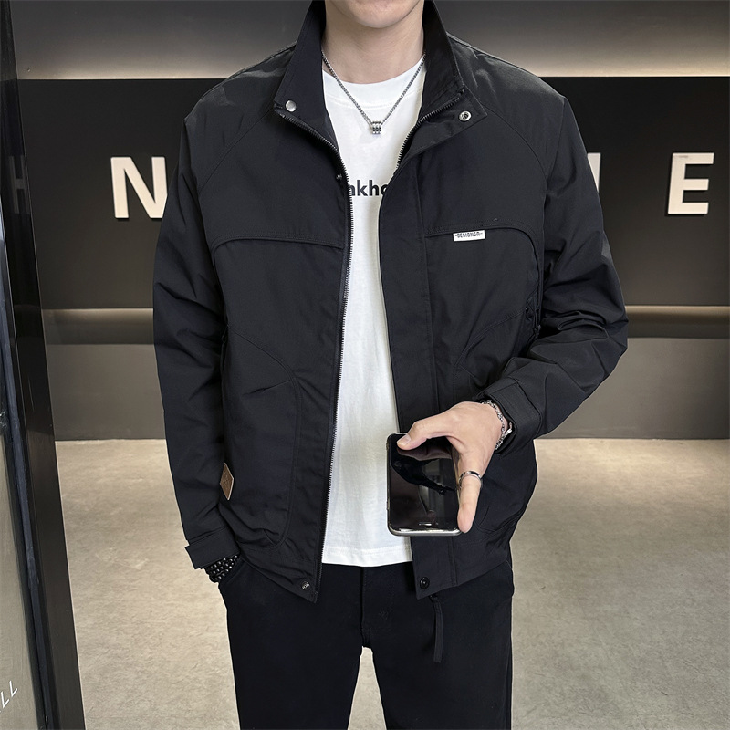 Men's Jacket Coat 2025 Autumn New Stand Collar Stylish Workwear Youth Jacket Versatile Fashion Trendy Top