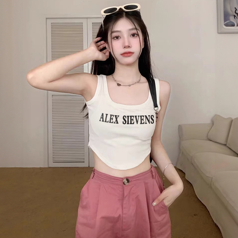 White Camisole Women's 2025 Summer New High-end Women's Outer Wear Short Hot Girl Top Sleeveless T-shirt