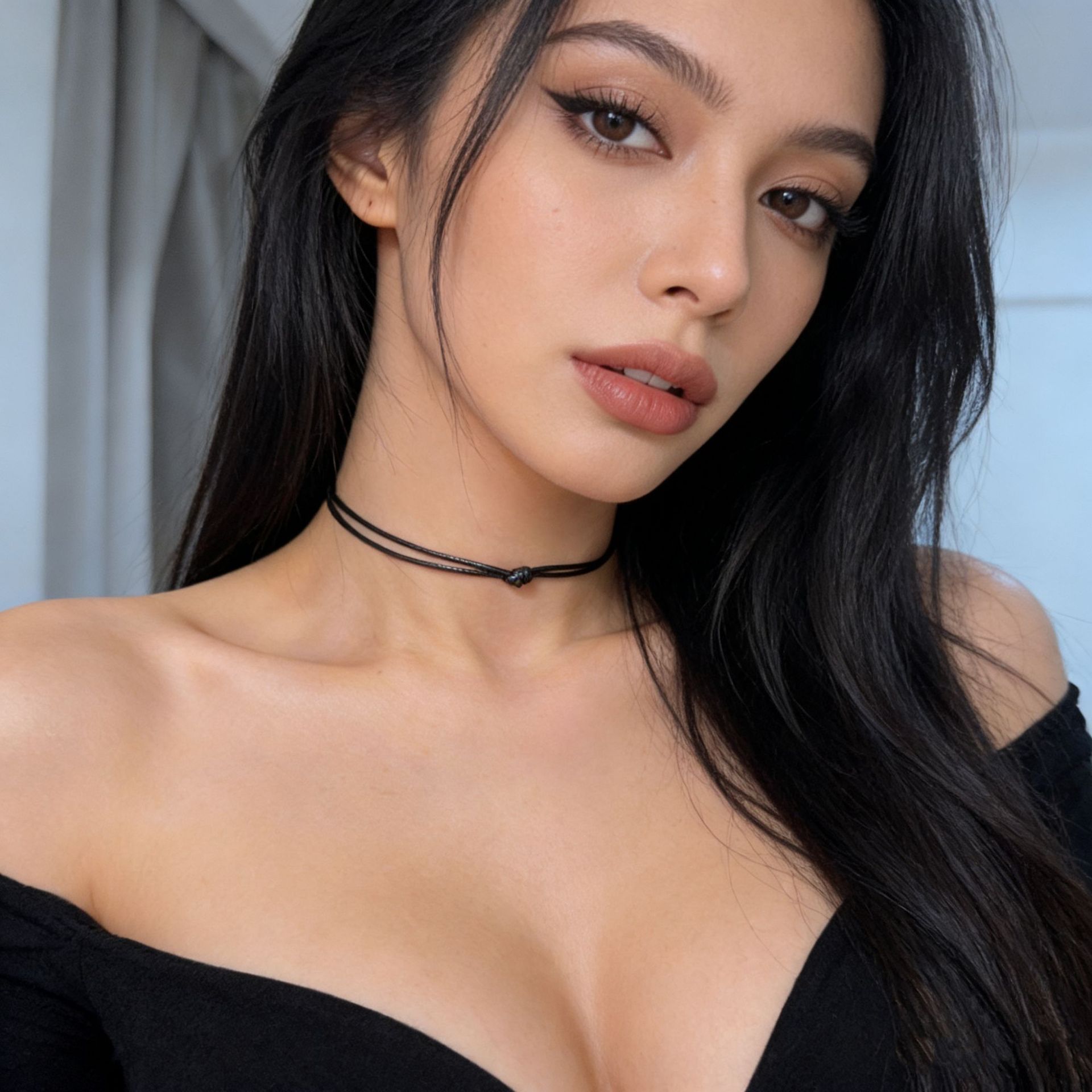 Hot Girl Versatile Double-Layer Wax Rope Titanium Steel Necklace Women's Non-Fading Choker Leather Ring Necklace Pure Desire Necklace