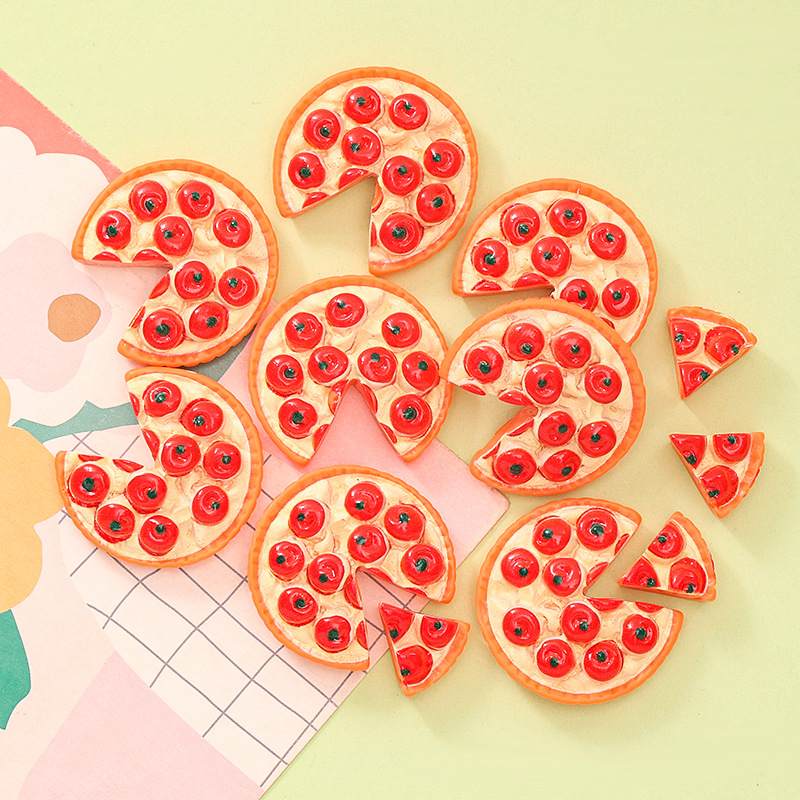 Simulation miniature food play apple pie pizza children's toy patch diy cream glue refrigerator key chain material
