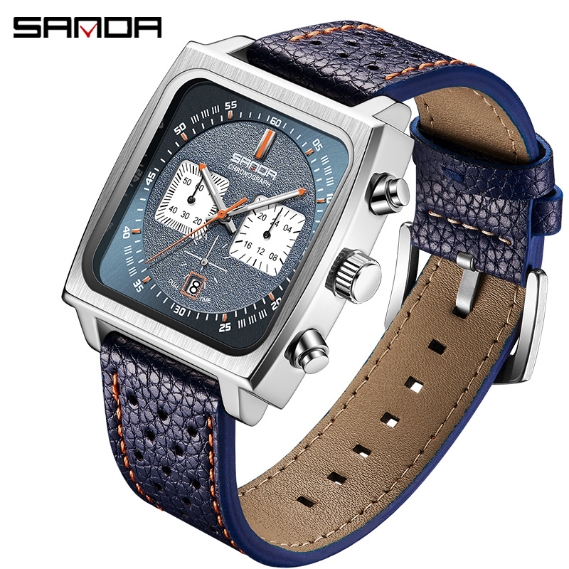 Sanda factory direct men's watch business three-eye six-pin quartz watch outdoor sports waterproof fluorescent men's wrist watch