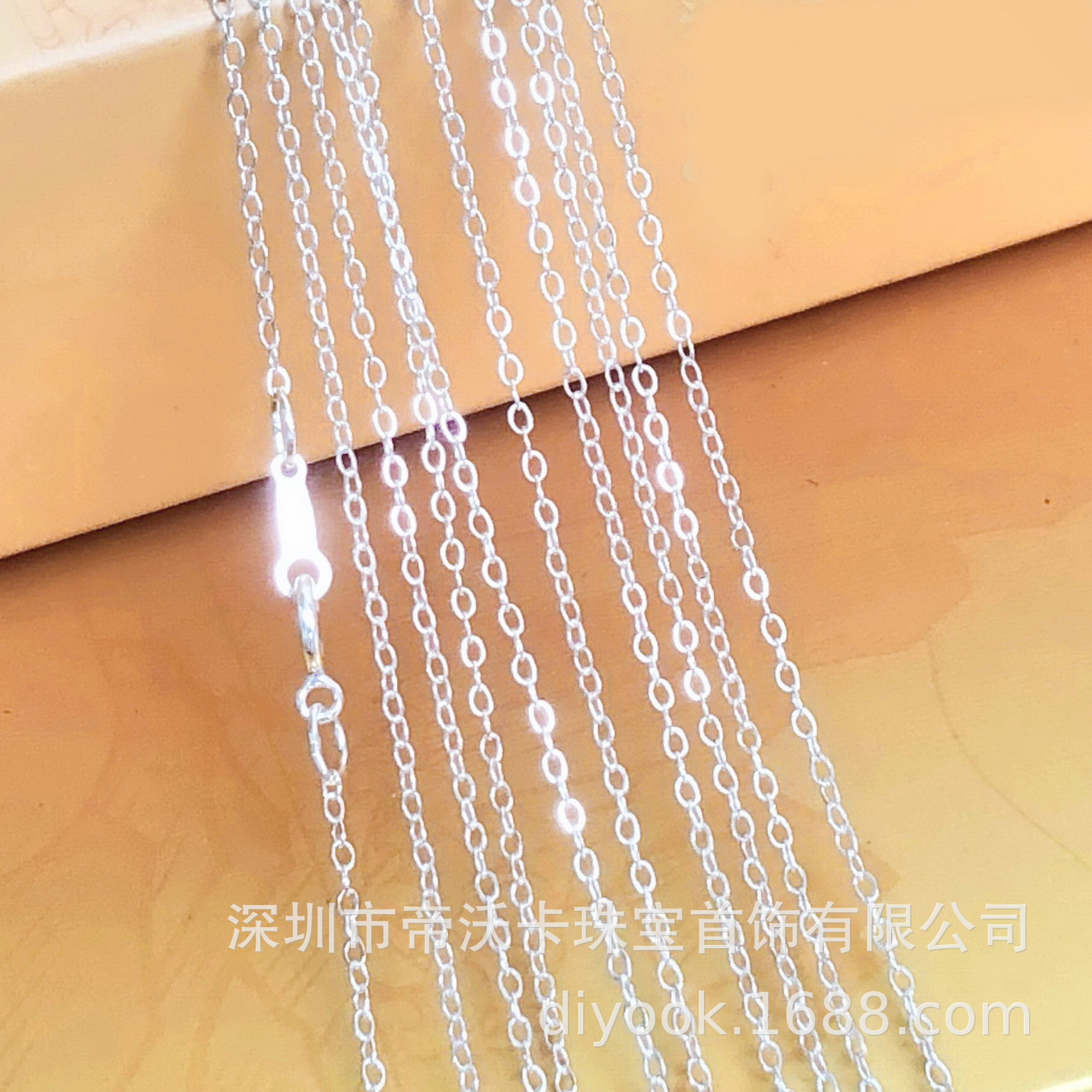 American 925 Sterling Silver 1.3mm Shiny O-Chain Finished Necklace Flat O-Chain Cross Chain Clavicle Chain DIY Accessories