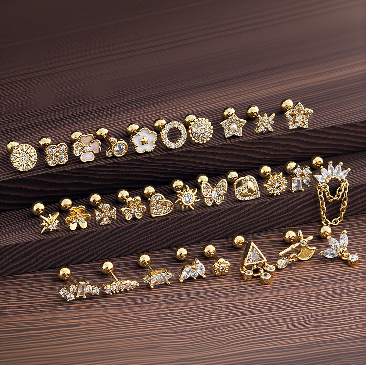 New Style Simple and Unique Stainless Steel Zircon Ear Bone Stud, Exquisite and Compact Micro-Inlaid Ear Stud Piercing Jewelry 0.8*6*4mm