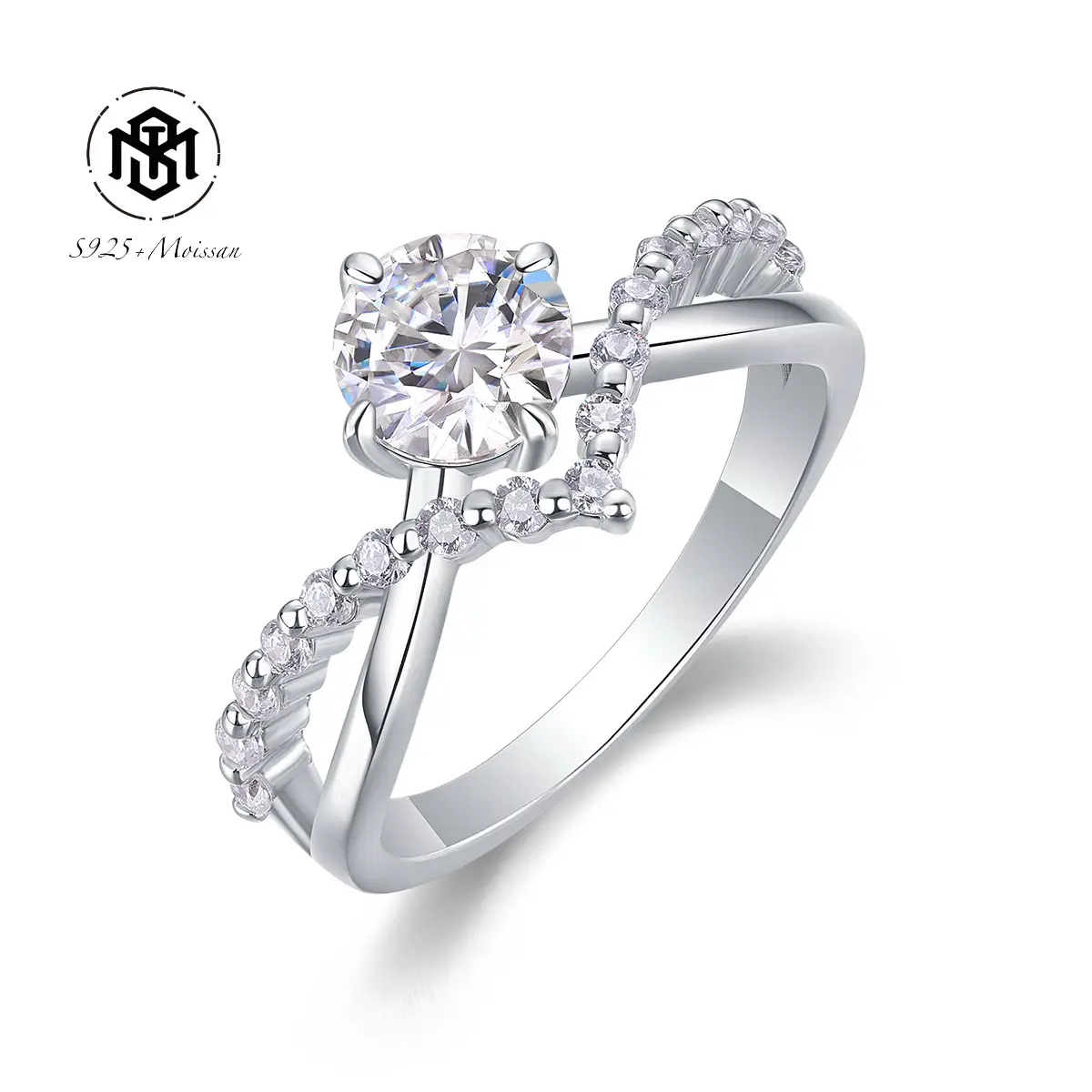 MST BLING S925 silver moissanite diamond ring Accessible Luxury style fashion versatile Niche style Stylish Laurel ring