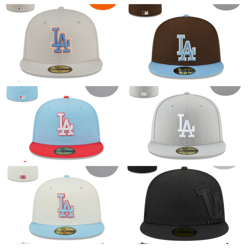 La Los Angeles Dodgers Size Cap Closed-Back Baseball Cap Sun Protection Sunshade Cap Embroidered Hat Various Styles