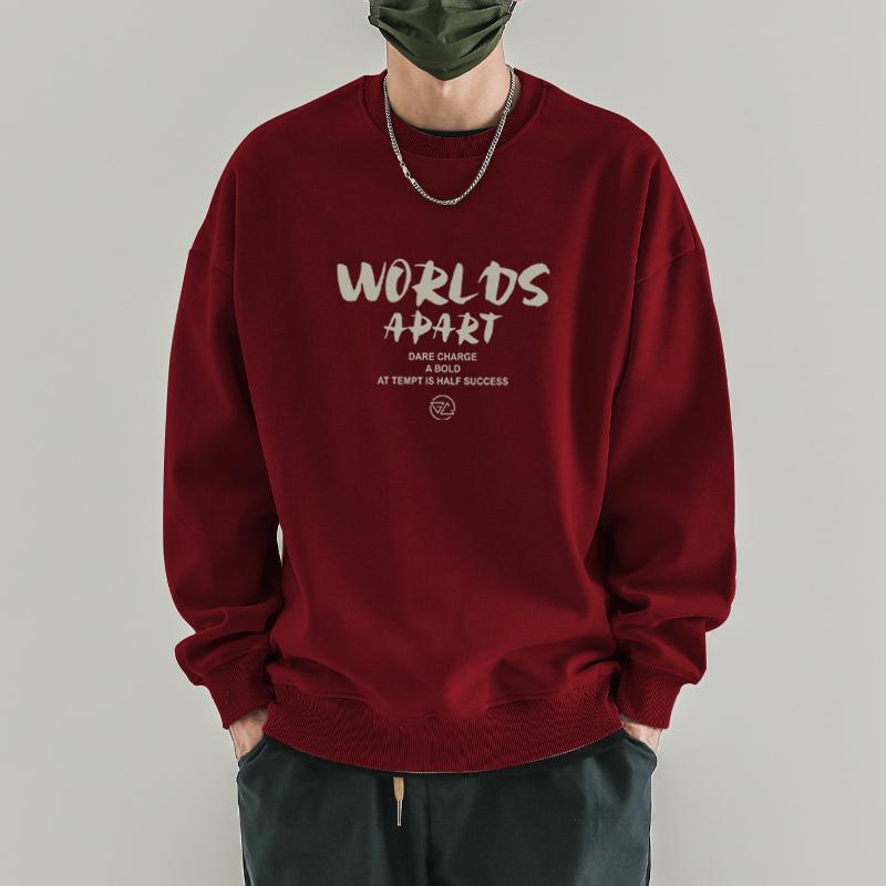 New Heavy Round Neck Men's Sweater Pullover Hatless fleece-lined Thickened Warm Inner Long Sleeve Base Shirt Spring Autumn Winter