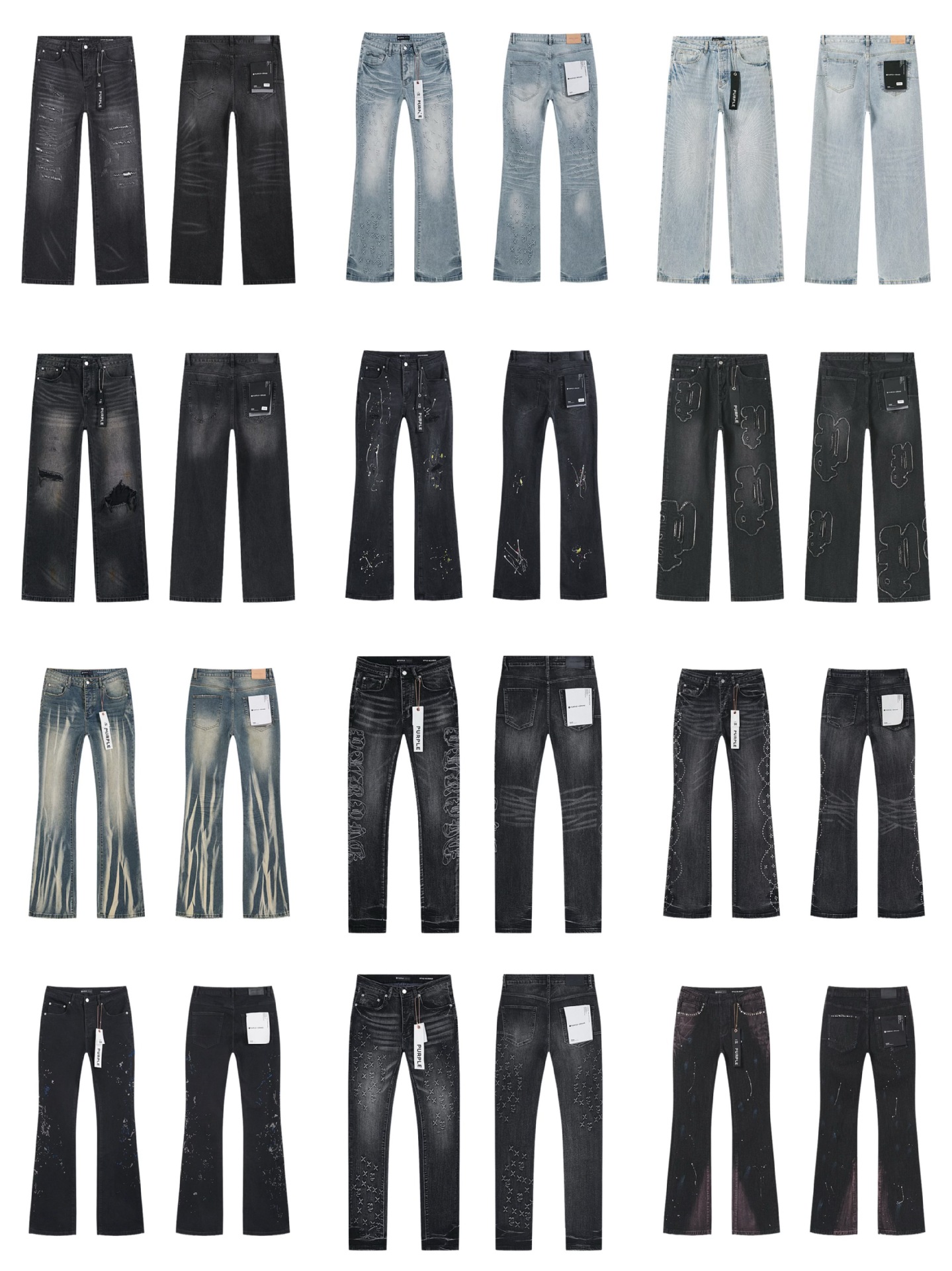 Cross-Border American Fashion Purple Brand Jeans Heavy-Duty American Fashion High Street Retro Casual Trendy Jeans Fashion Brand