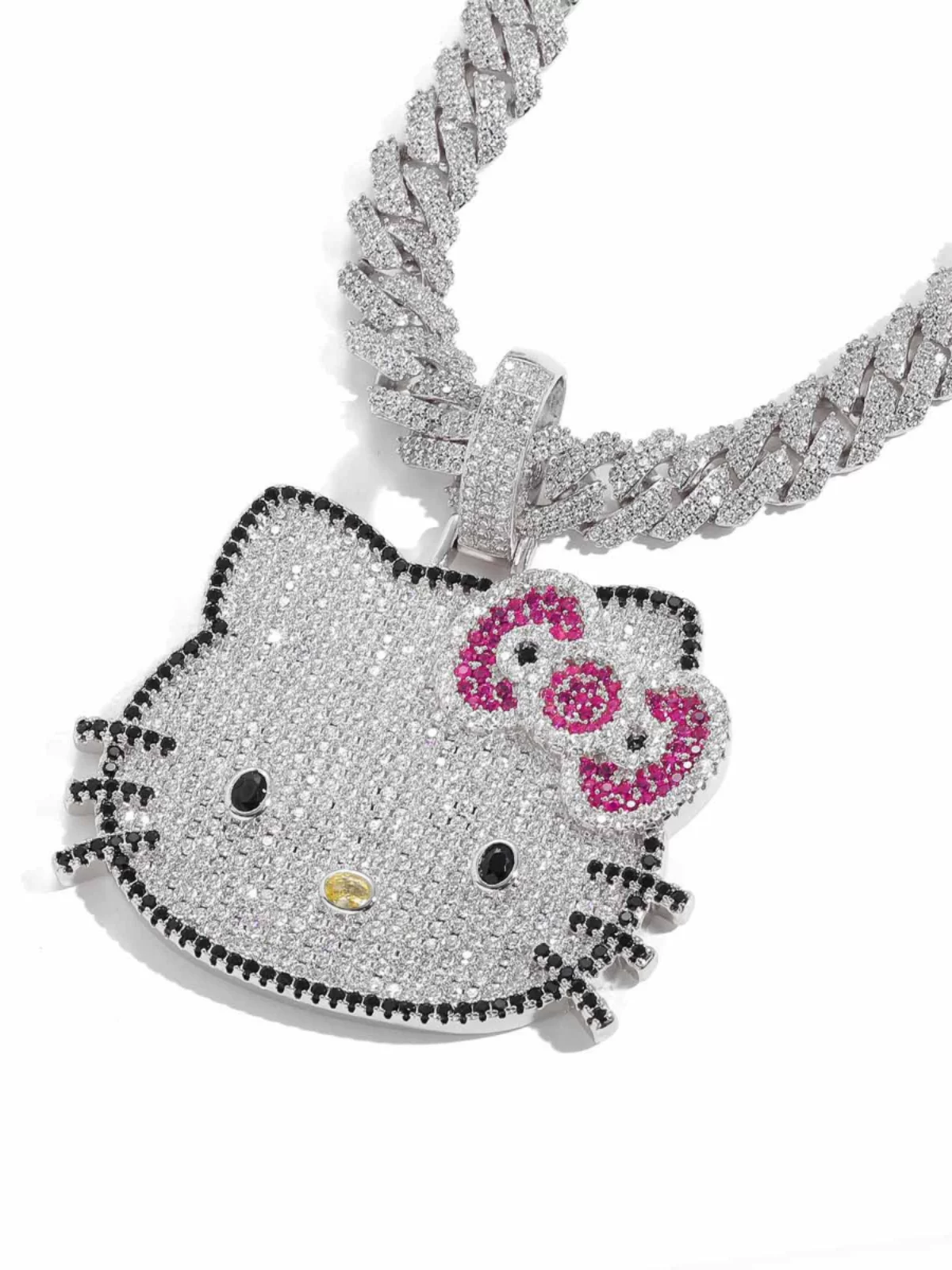 Ice Bling Cartoon Anime Hello Kitty Pendant Cute Cat Pendant Full of Zircon Diamonds