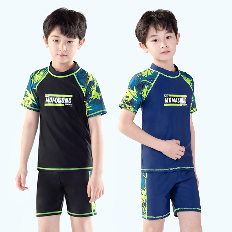 Momasong Children's Swimsuit Big Kids Boys Students Swimsuit Teenagers Fat Kids Split Swimsuit Swimsuit Swimsuit Trunks Set