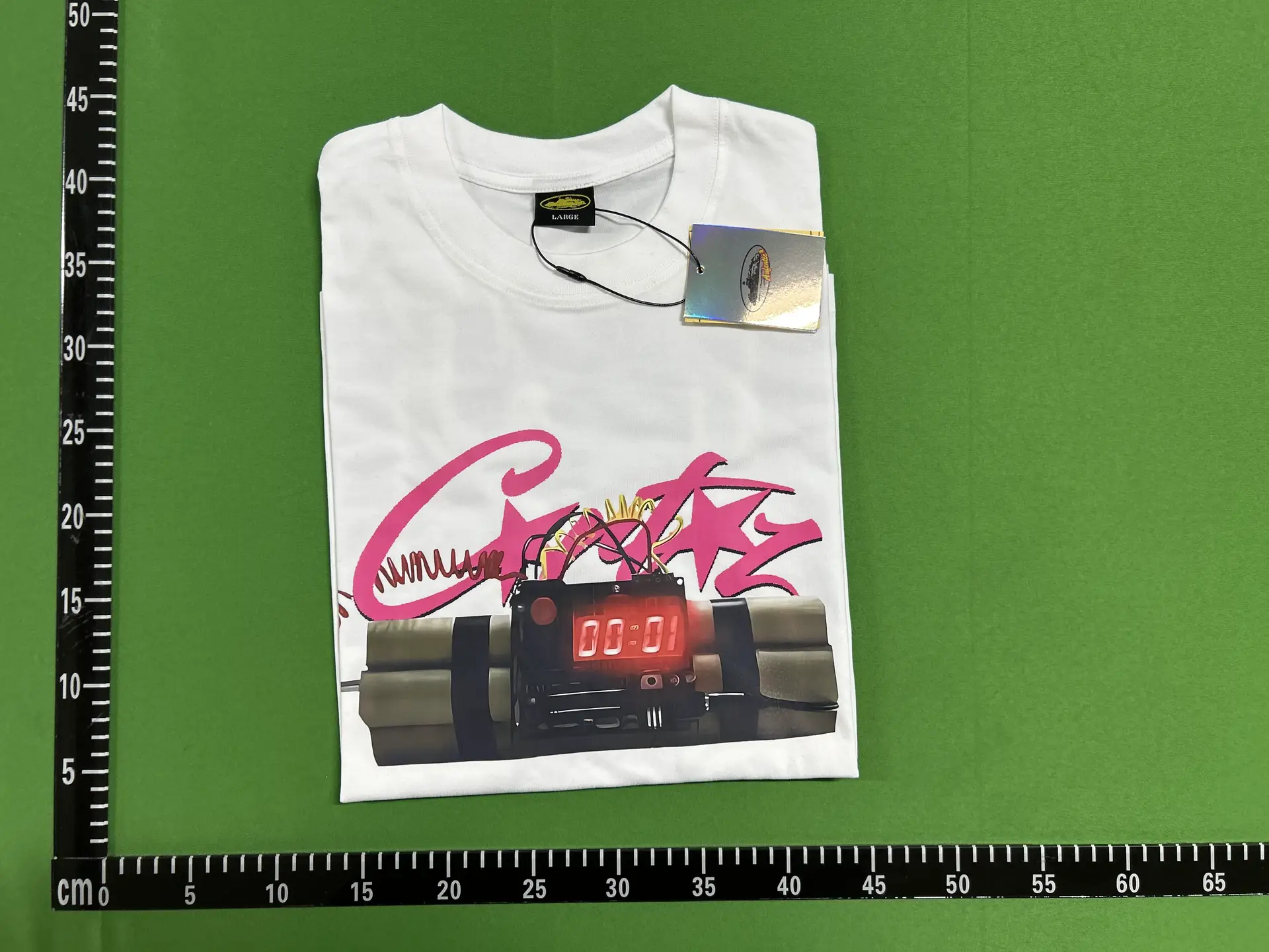 White T-shirt with bomb graphic