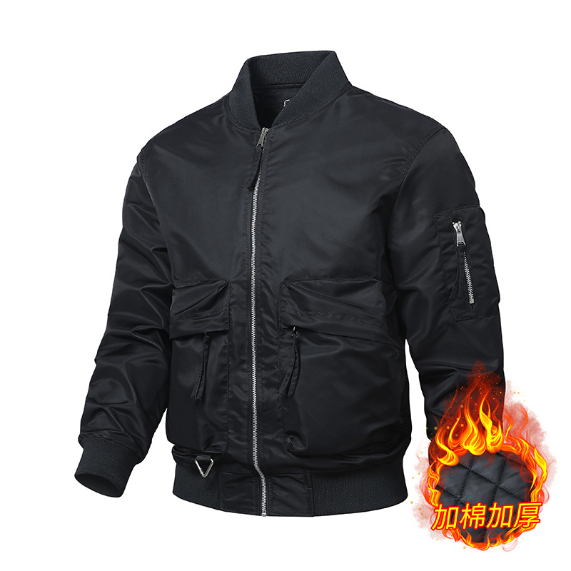 Autumn and Winter Thickened Cross-Border American Retro Trendy Brand Stand Collar Pilot Jacket Loose Casual Baseball Jacket Coat Top