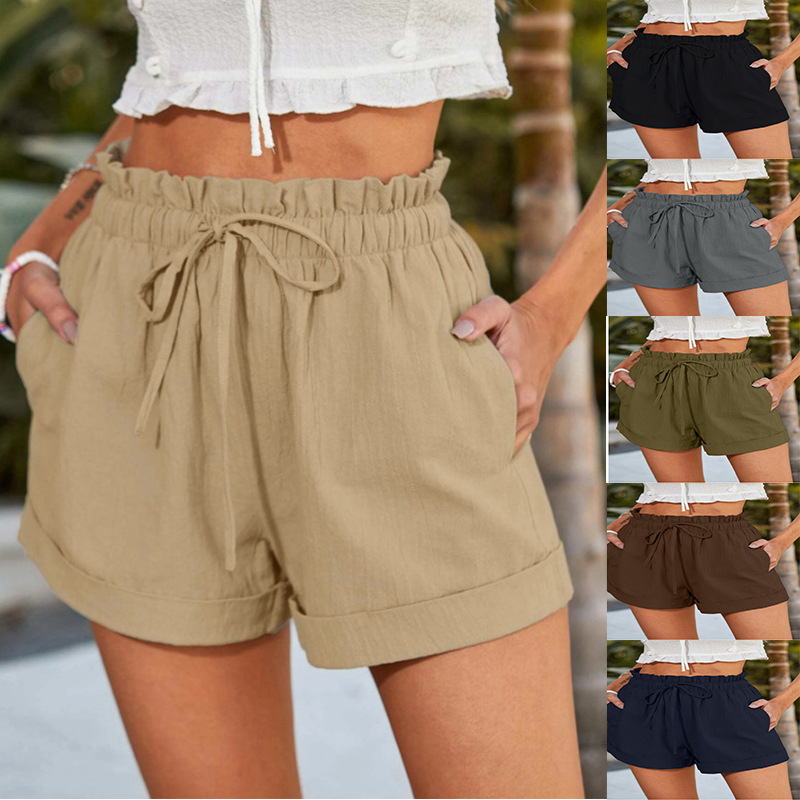 2023 Summer New Cross-border Women's Clothing Solid Color Loose Casual Fashion Shorts Women