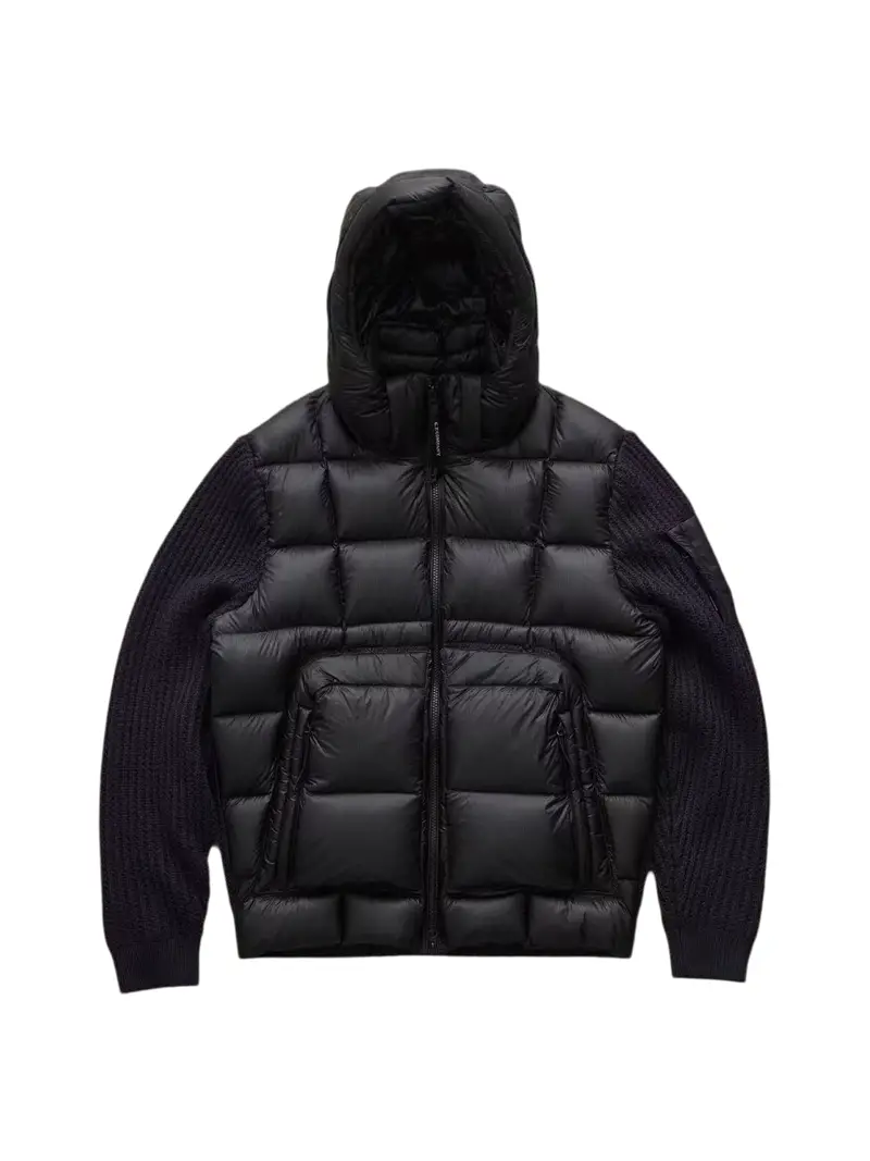 CP Company Men's Black Detachable Hooded Knitted Down Jacket