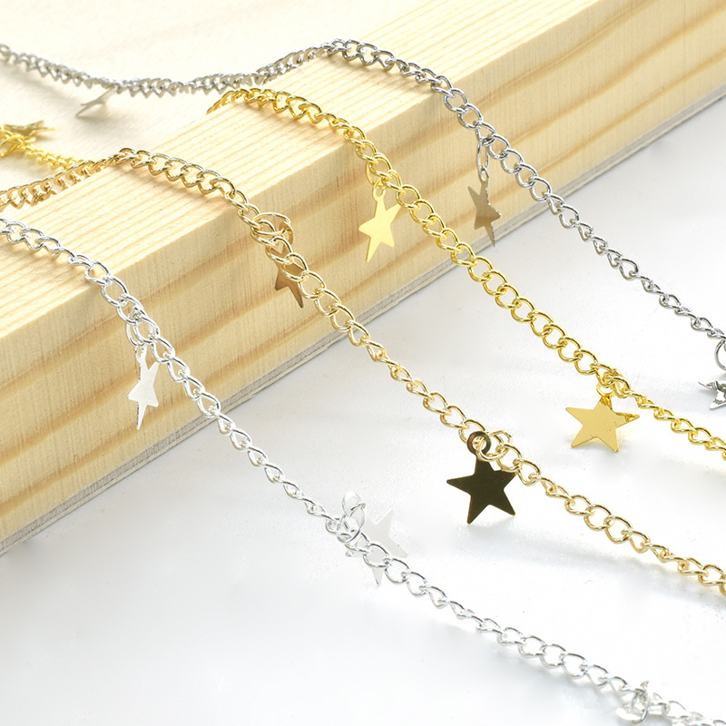 DIY jewelry accessories CP hanging five-pointed star chain color sealing oil handmade chain necklace hairpin clothing materials