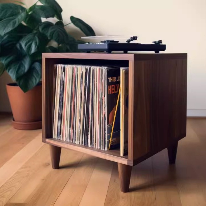 Solid Wood Record Cabinet Vinyl Record Cabinet Storage Rack Sofa Side Cabinet Record Player Bracket Vinyl Machine Base Bookcase