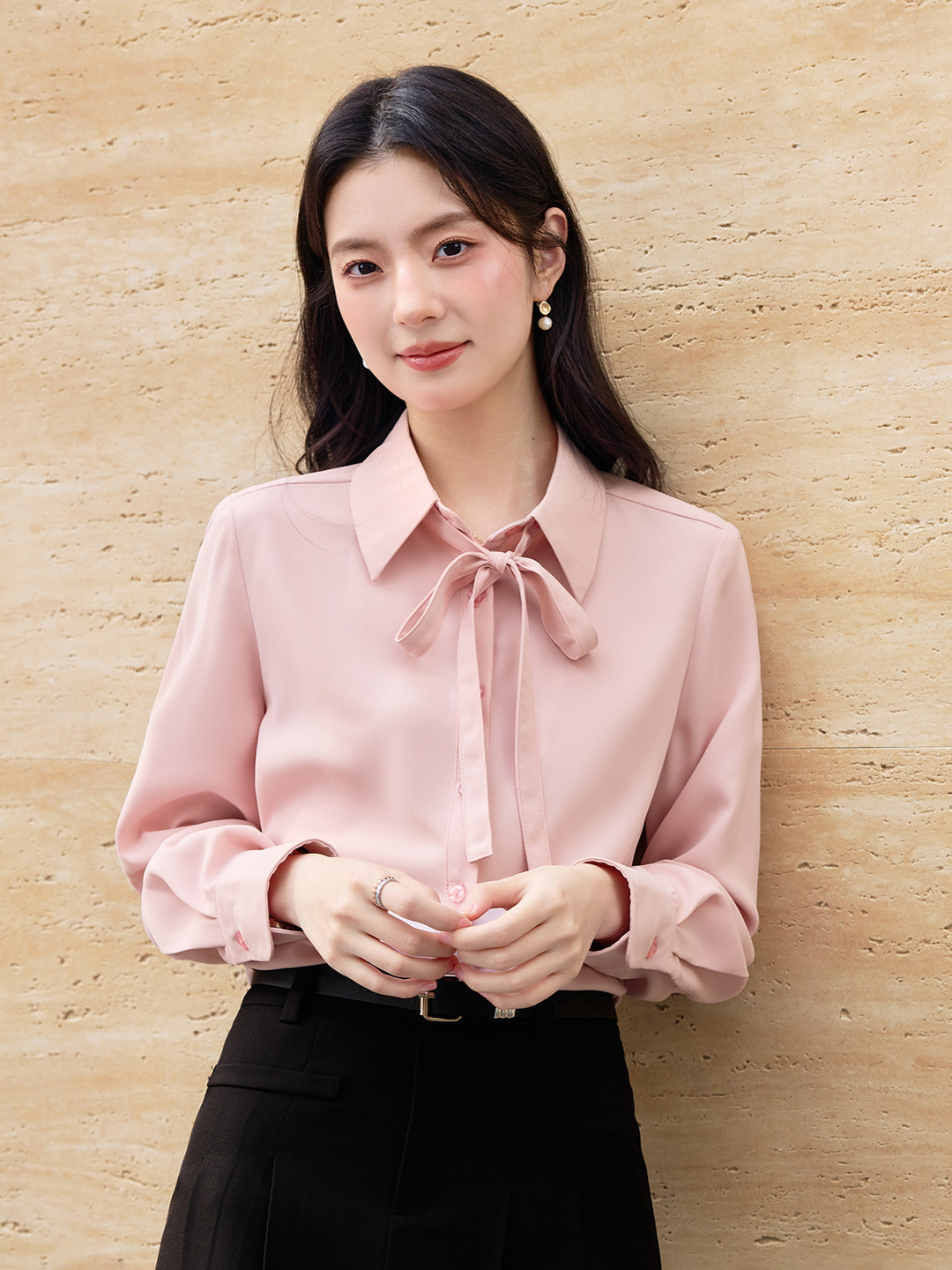 Blue Shirt for Women 2026 Spring and Autumn New Style Professional Attire for Teaching Qualification Interview Formal Wear Long-Sleeved Shirt 8167