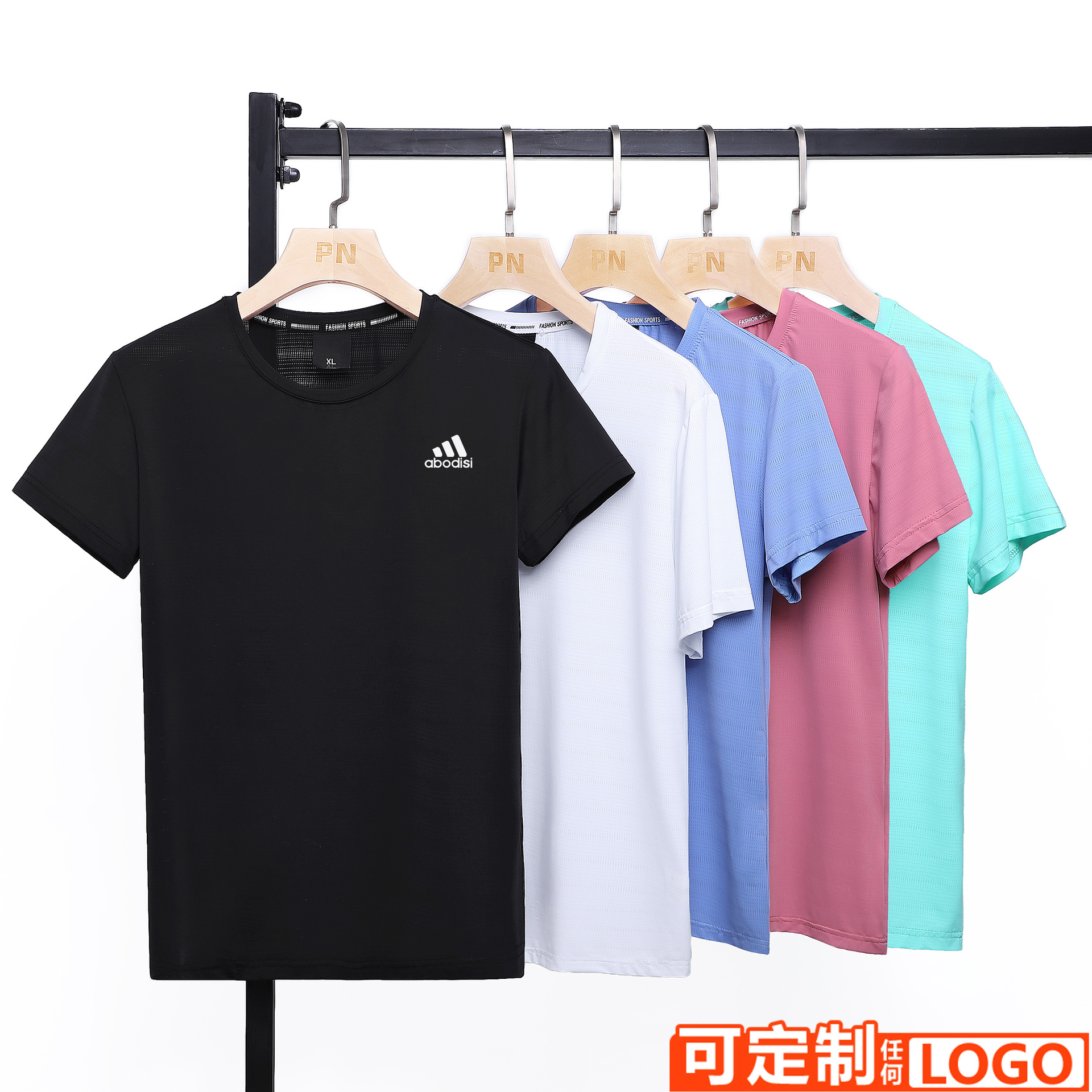 Summer New Couple Ice Silk Short-Sleeved Quick-Drying T-Shirt Men's Thin Sports T-Shirt Women's Wholesale Stall Can Be Customized with Logo Printed
